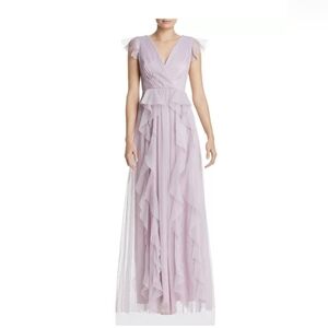 BCBGMaxazria Ruffled Point D'esprit Gown in Lavender Mist